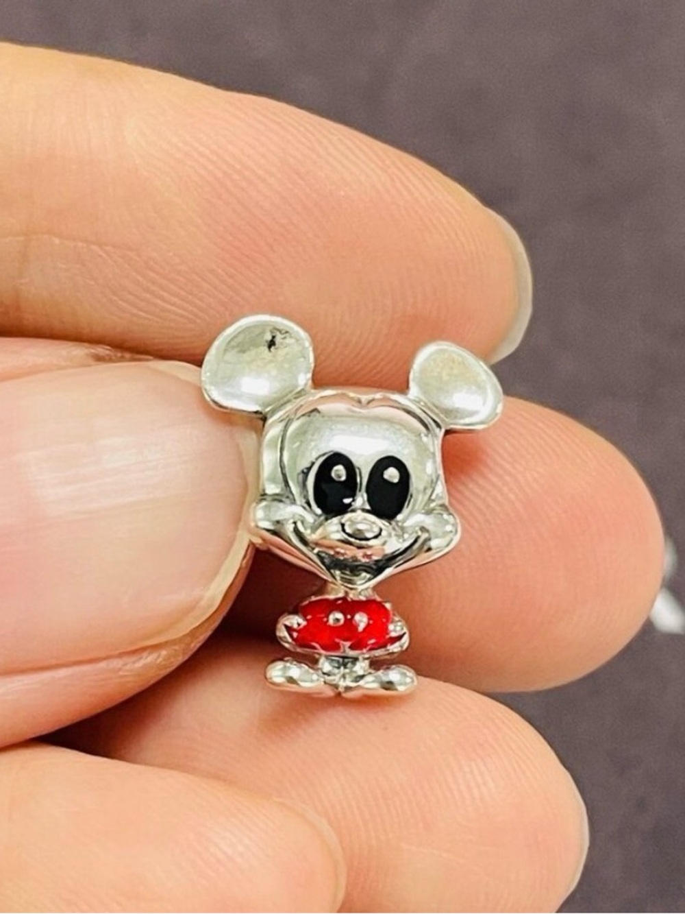 PANDORA DISNEY MICKEY MOUSE BIG HEAD RED TROUSERS STERLING SILVER CHARM
